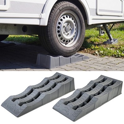2x Stufenkeile Auffahrkeile Rampen Grau für Wohnwagen Wohnmobil Caravan