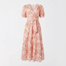 CeCe Sweet Rose Floral Belted Maxi Dress Puff Sleeve Fit & Flare