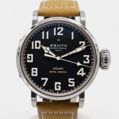Zenith Pilot Type 20 Extra Special 45mm Steel Black 03.2430.3000 Leather