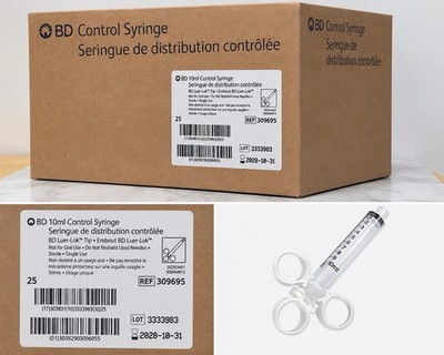 BD Control Syringe 10mL Luer-Lok REF 309695 Sterile Case of 25 Sealed