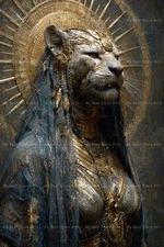 SEKHMET ART PRINT, Witchy Pagan Altar Lion Decor, Egyptian Lioness God Poster