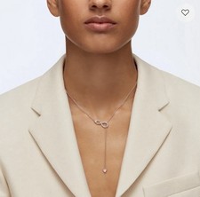 Hyperbola Y necklace Infinity, White, Rose gold-tone plated Y-5521346