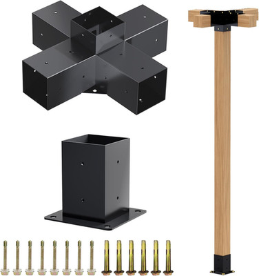 Pergola Kit - 5-Way Right Angle Corner Bracket Woodworks DIY Post Base Kit for G