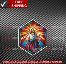 Jesus Faux Stained Glass Holy Grail Vinyl Decal Sticker Lord Christ I