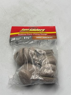 Super Sliders Foam Fitting Furniture Felt Pads 1-1/2'' 20 Pack for Hard Surfaces