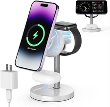 3 in 1 Wireless Charging Station Compatible with MagSafe, 15W Fast Charging