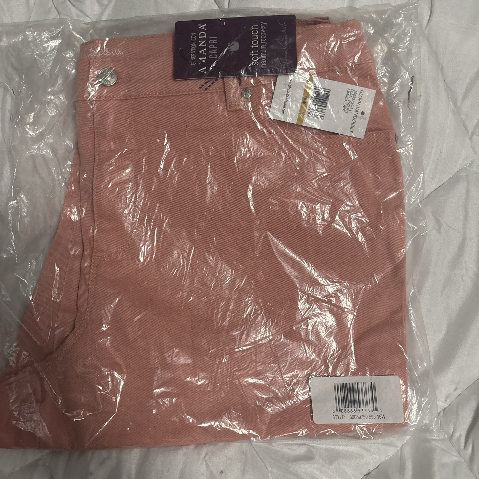 Gloria Vanderbilt Women's Capri Pants 16W Plus Pink Stretch 