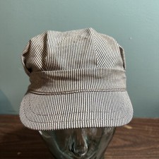 Vintage Railroad Train Conductor's Striped Hat Cap Sz Boys Youth Kids Costume