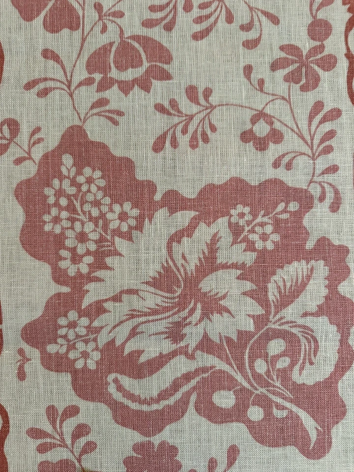 TELA FLORAL LINO VERBENA 2 3/4 YARDAS ~ CHARLENE en CORAL / Rosa Foto 3 de 4