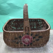 Vintage Basket With Handle Woven Wicker Flower Gathering Market Boho Storage