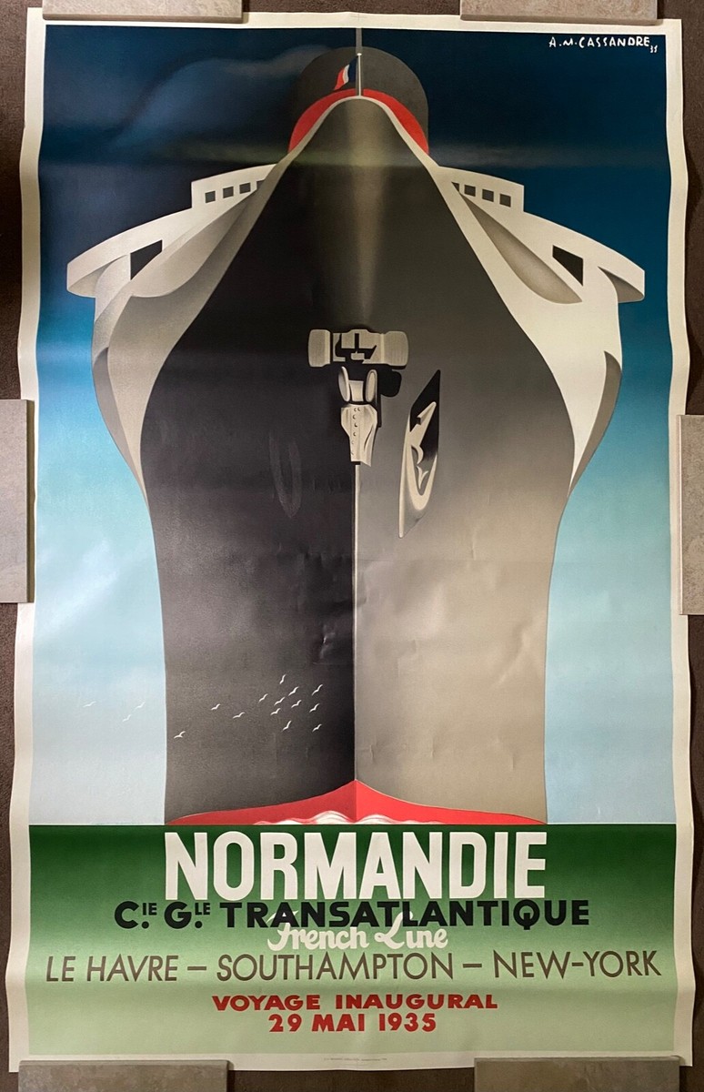 Vintage Normandie French Line Poster by A.M. Cassandre, Large | eBay