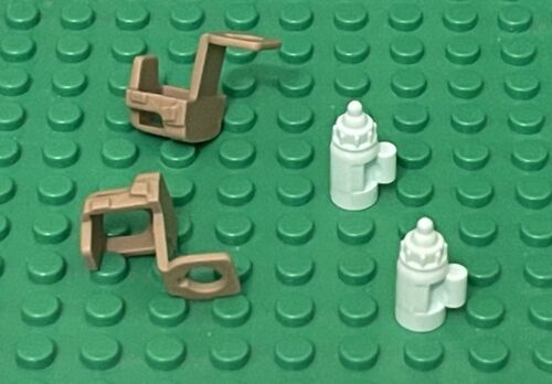 Lego 2 Dark Tan City Baby Mini Figure Carrier And 2 Light Aqua Feeding Bottle - Picture 1 of 3