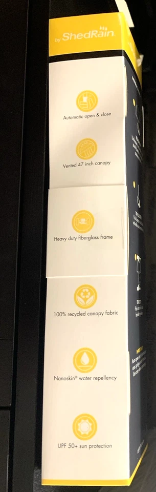 Paraguas ventilado ShedRain automático abierto/cerrado, marco de fibra de vidrio de alta resistencia NEGRO Foto 2 de 4