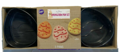 Wilton NIP 3 Piece Springform Pan Set 5 Inch Easter Egg Shapes
