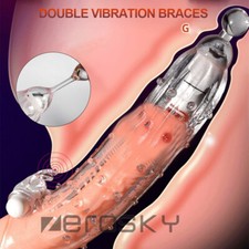Reusable Penis Extender Enlarger-Extension-Sleeve-Bigger-Girth-Enhancer-Vibro