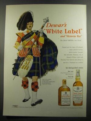 1952 Dewar's White Label and Victoria Vat Scotch Ad - Levee Dress of Drum Major