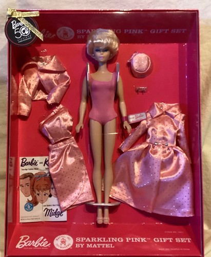 BARBIE - SPARKLING PINK GIFT SET - 50TH ANNIVERSARY - REPRODUCTION - NEW