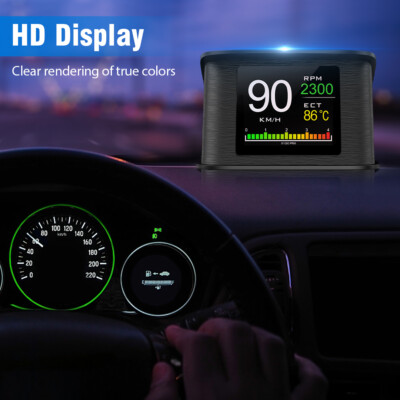 AMROOLOO Dual Systeem auto head-up display, toont meerdere functies, GPS- snelheidsmeter, OBD dashboard in de auto, met meerdere promptfuncties, geschikt voor alle auto's