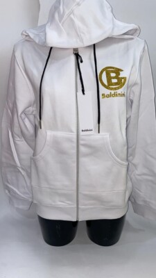 Baldinini Sweatshirt with Zip Women White Gold Logo Size M BAL01L