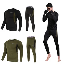 Men Full Set Thermal Long Johns Pants and Shirts Set Long Sleeve Warm Underwear