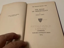 The Sense of Immortality Philip Cabot 1924 The Ingersoll Lecture Harvard U Exlib