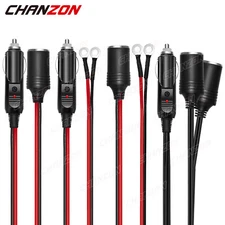 3/6/12 FT Cigarette Lighter Socket 16AWG 18AWG Extension Cord Male Female Eyelet
