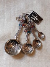 Hermosas cucharas medidoras Ganz plateadas de 4 piezas edición ángel de la guarda!!