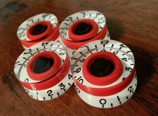 4 Guitar CTS Split shaft 24 spline Speed volume/tone knobs. White/Black/Red JAT