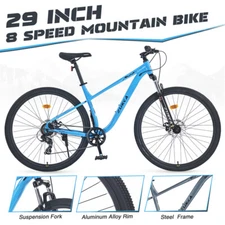 Mountain Bike 8 Speed 29 in Wheels  Front Suspension Steel Frame for Men Women 