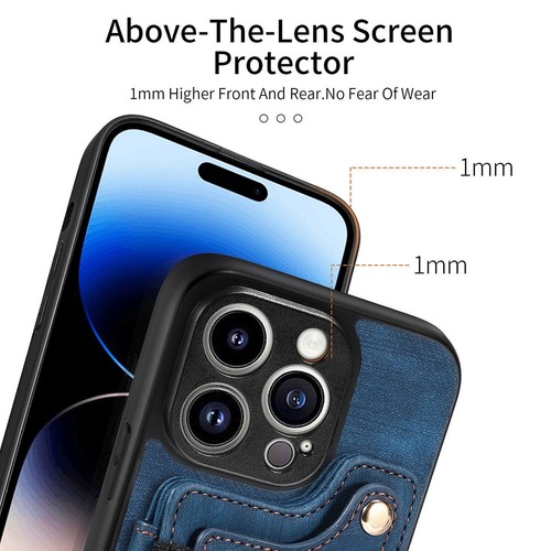 Ring Stand Leather Card Slot Phone Case For iPhone 14 13 12 11 Pro Max XR 8 7 6 - Picture 65 of 84
