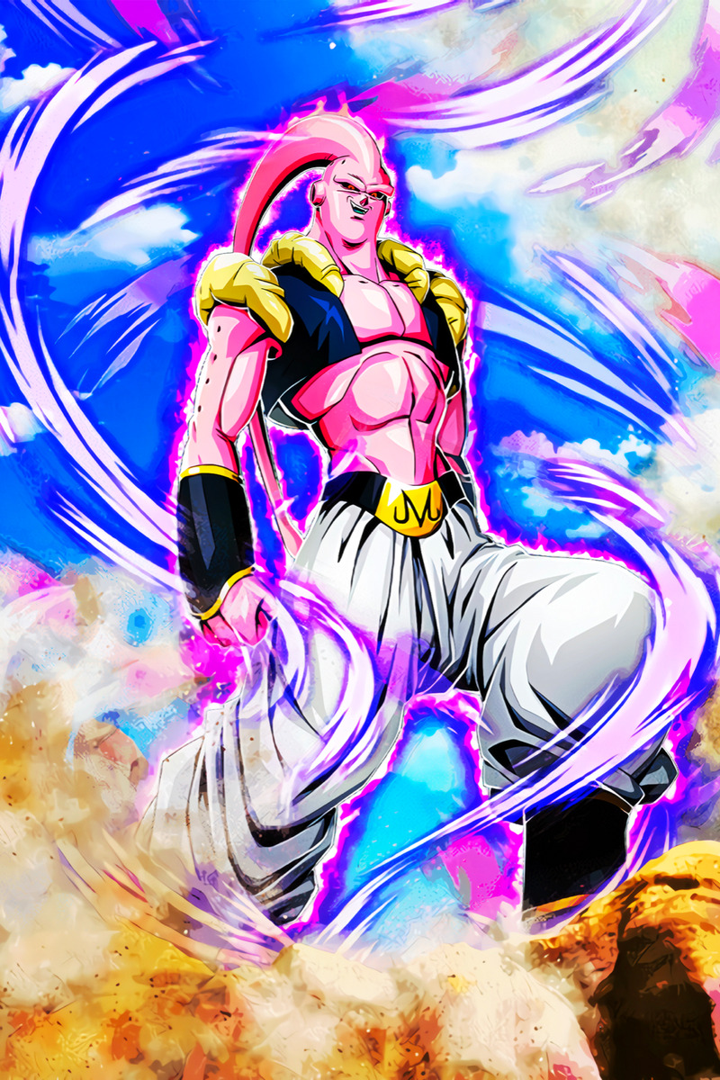 majin buu saga sticker poster, dragon ball z poster, anime poster, size:12x18  inch