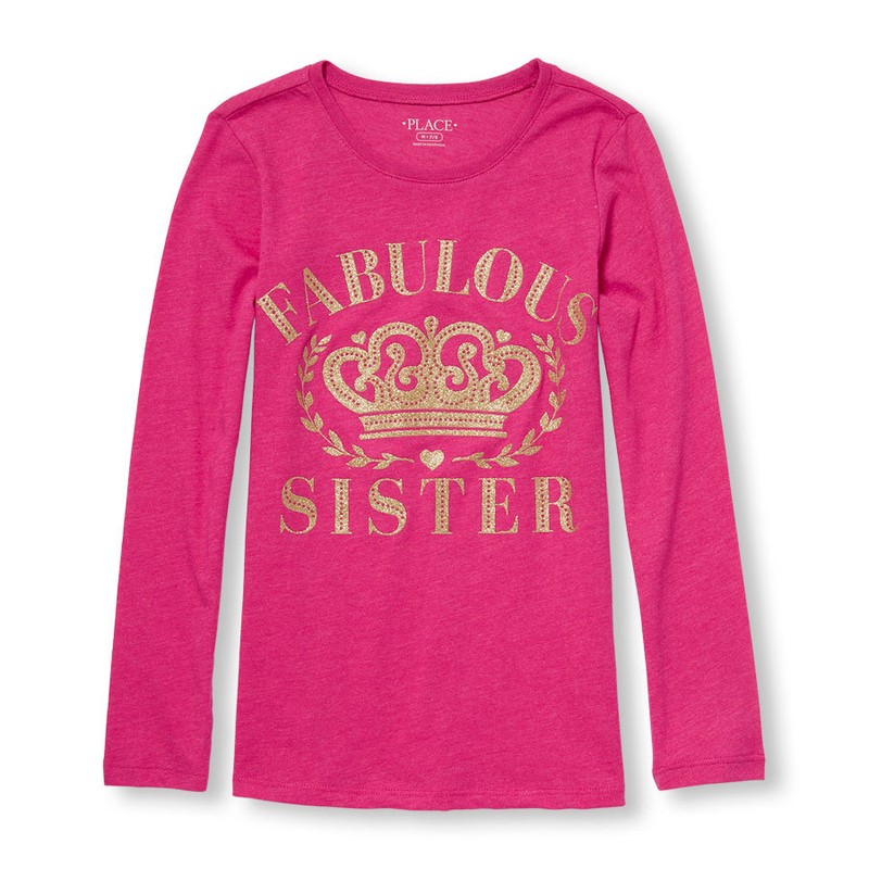 *NEW! "FABULOUS SISTER" Big Girls Graphic Shirt 4 xs 5-6 S 7-8 M Pink Gift LS