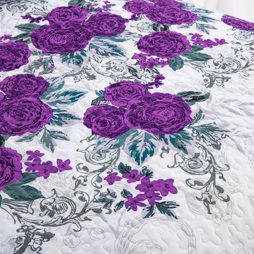 Bohemia Floral Quilted Coverlet Patchwork Comforter Bedspread Set Rug Queen Size - Picture 111 of 207