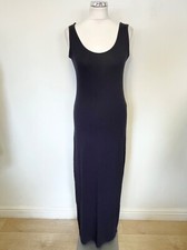 BOOHOO NAVY BLUE JERSEY SCOOP NECK SLEEVELESS MAXI SHIFT DRESS SIZE 12