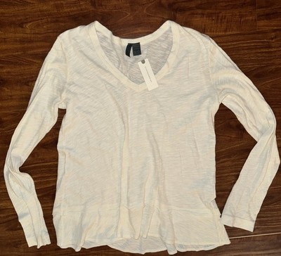 NWT Anthropologie Elevated Basic VNeck Y2k Long Sleeve T-shirt Women s Sz S