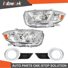 Labwork Halogen Headlight+Fog Light Cover For Toyota Highlander 08-10 Left+Right