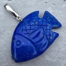 Lapis Lazuli Fish Pendant Sterling Silver 925...