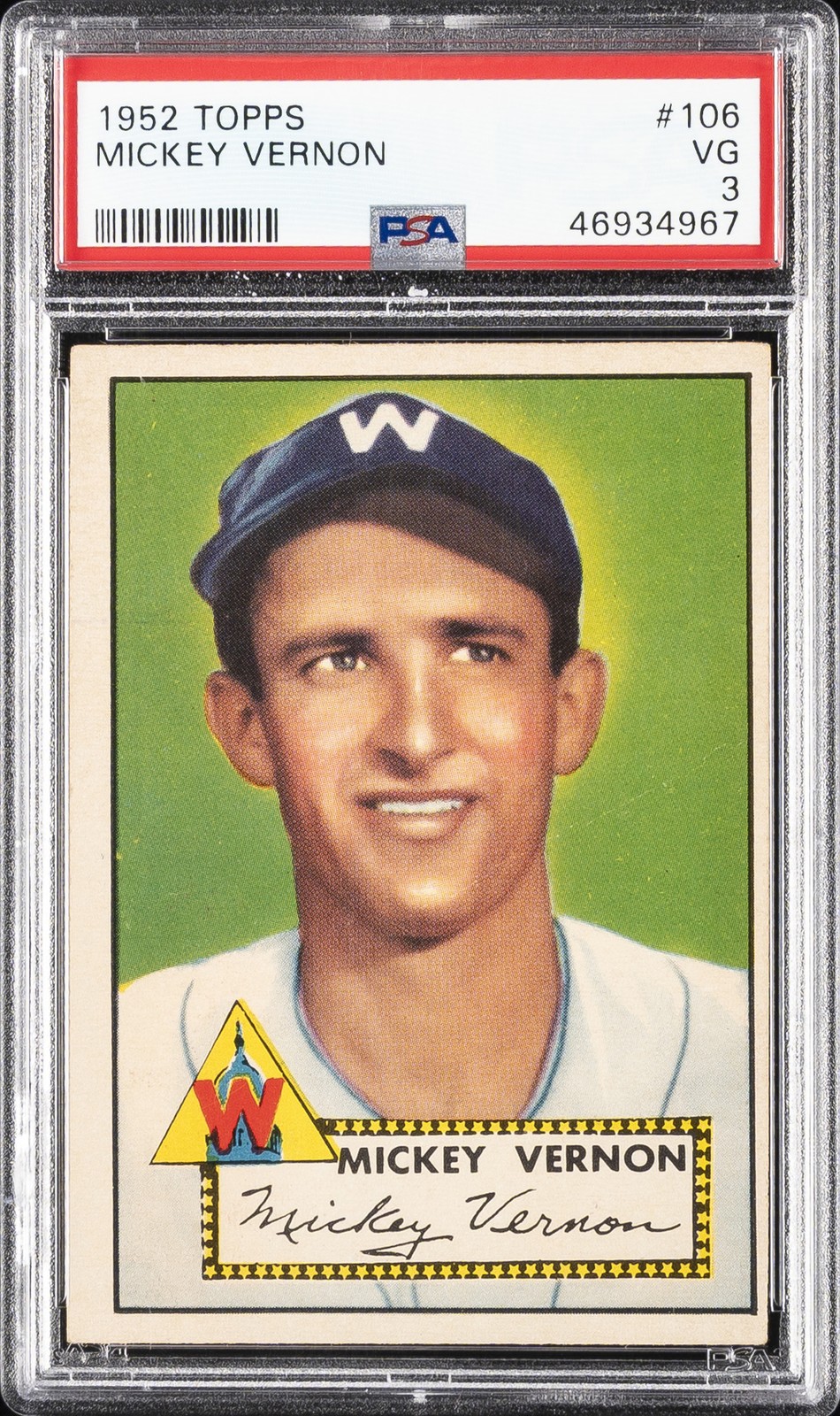 1952 TOPPS #106 MICKEY VERNON PSA 3
