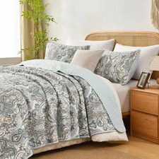 3 Piece Oversized Lightweight All-Season Paisley Design Quilt Set, King Size, 11