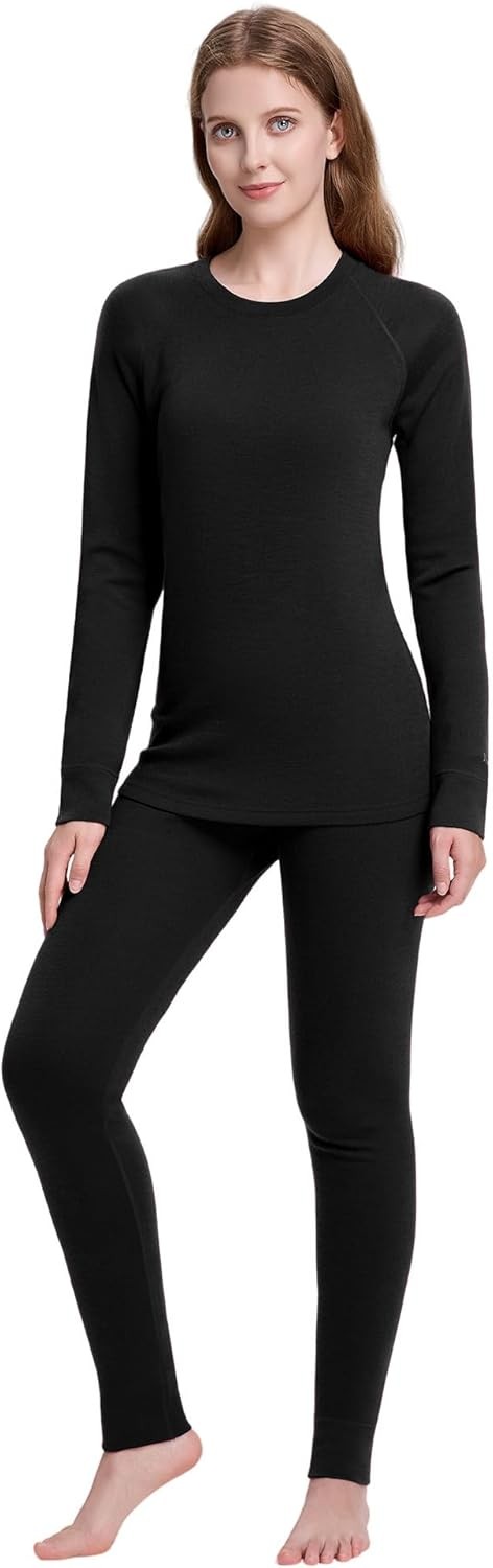 Women 100% Merino Wool Base Layer Sets Thermal Underwear Ski Bottom Top NEW SET