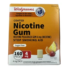 Nicotine Gum Coated 4 mg 160ct Sugar Free Fruit Freeze Walgreens EXP May  2026