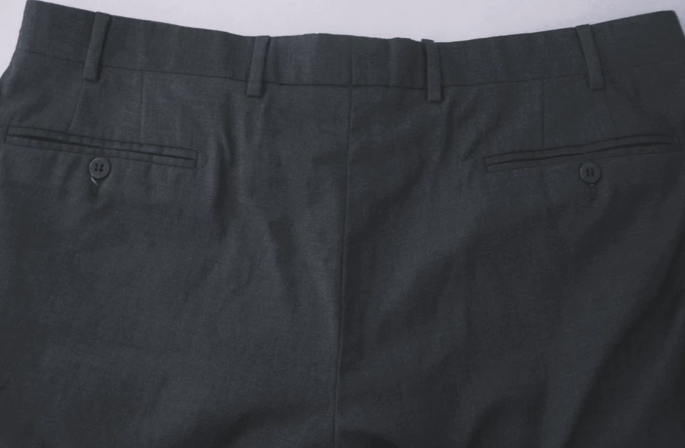 ZANELLA- Italy Big & Tall Mens 38 X 34 Wool Trousers Dark Gray-Super 120s Wool - Image 4 of 4