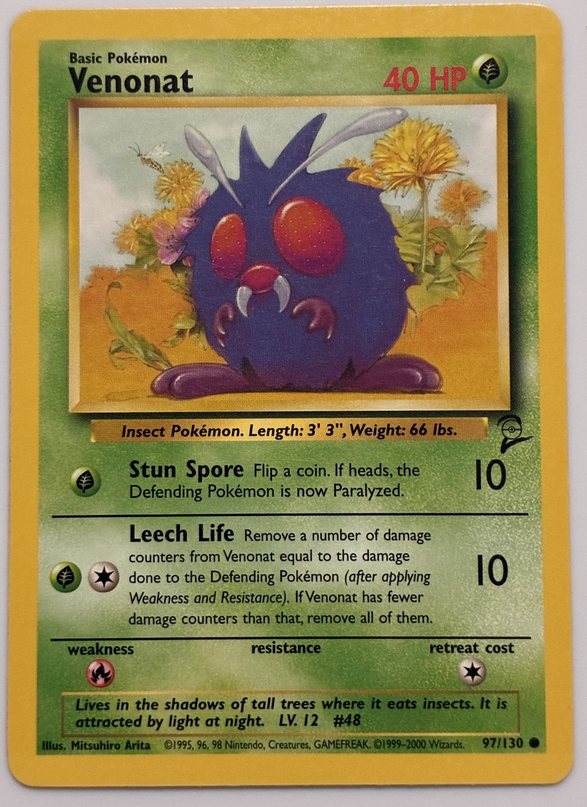 Pokemon Base Set 2 COMMON Venonat 97/130 - Near Mint (NM)