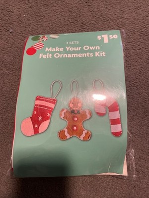 Make Your Own Felt Ornaments Kit, 3 Sets, 2 Packs
