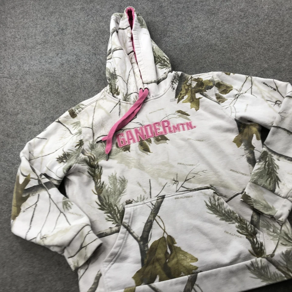 Gander Mountain Sudadera con Capucha Mujer Mediana Blanca Rosa Camuflada Realtree Sudadera Foto 3 de 4