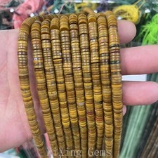 1x6mm Natural Yellow Wood Grain Onyx Heishi Disc Spacer Beads for Jewelry Making
