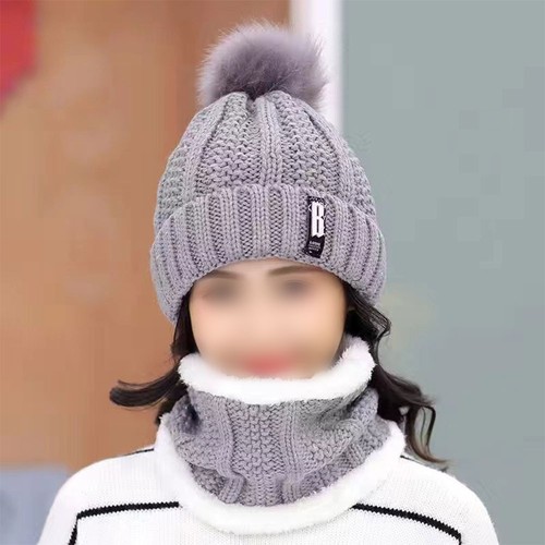 Cotton blend knitted hat with double layer design for warmth retention - Zdjęcie 10 z 13