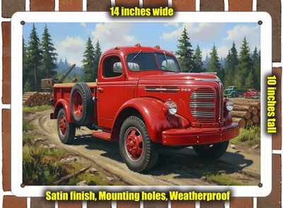 Metal Sign - 1949 REO D19 Speedwagon Express Truck Oil Painting - 14x10