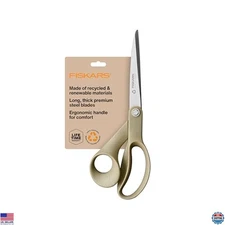 9" Recycled Fabric Scissors - Sharp Craft Scissors for Sewing & Cutting - Beige