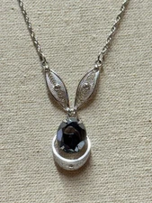 Vintage Sorrento Sterling Silver Hematite Filigree Necklace 16"